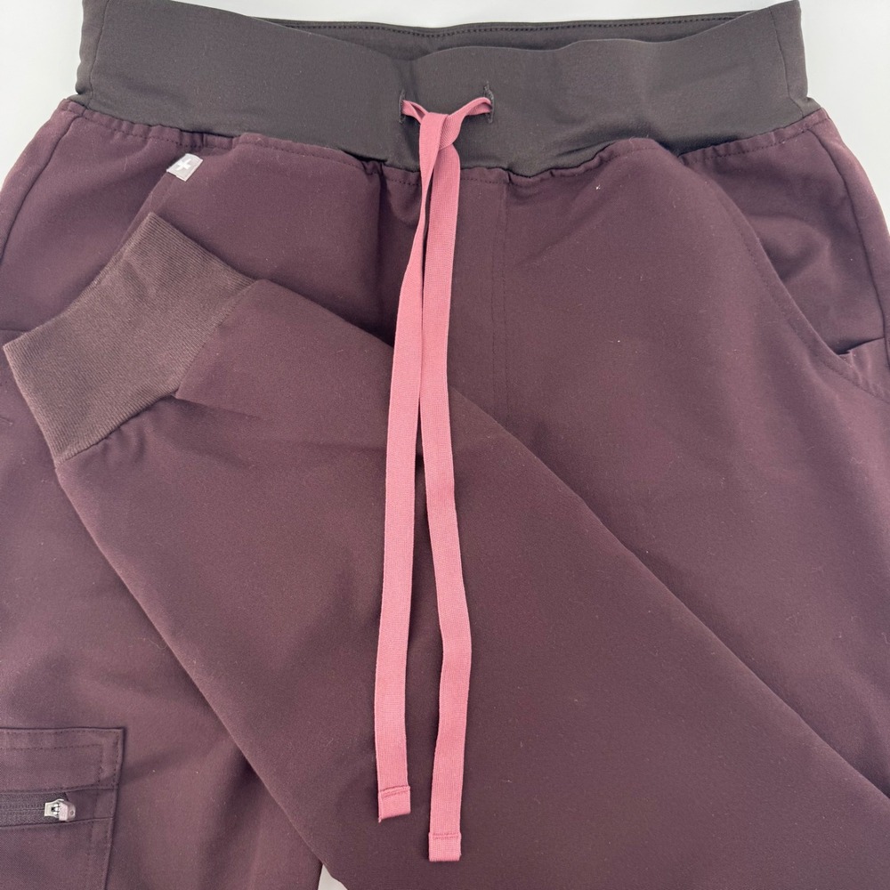 FIGS Technical Collection Women XS Burgundy Jogger Scrub Pants Cargo Pockets